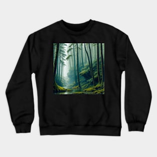 Temperate Rainforest River in the Mist Crewneck Sweatshirt